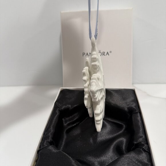 Pandora 2015 Limited Edition Porcelain Snowflake Ornament with Box Ivory Silver - Picture 6 of 9